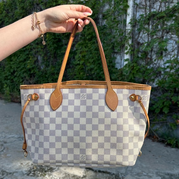 Louis Vuitton Tote Bag Neverfull PM White Damier Azur - Picture 1 of 16